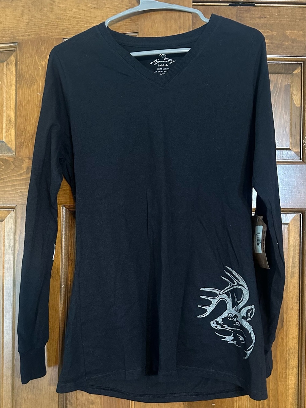 Legendary Whitetails Black Long Sleeve Tee with Deer Graphic and Sleeve logo